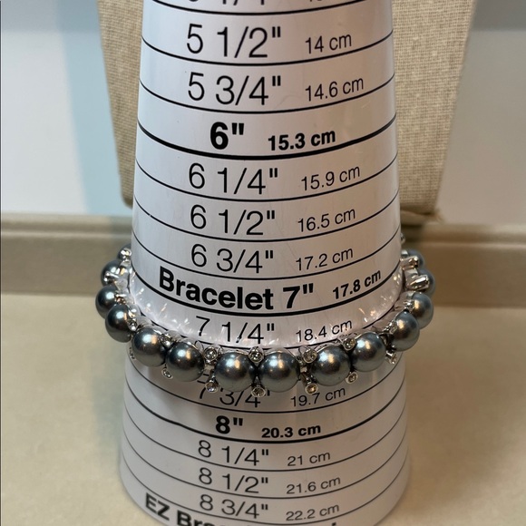 Joan Rivers Silver and Gray Pearl Rhinestones Bracelet - Picture 2 of 7